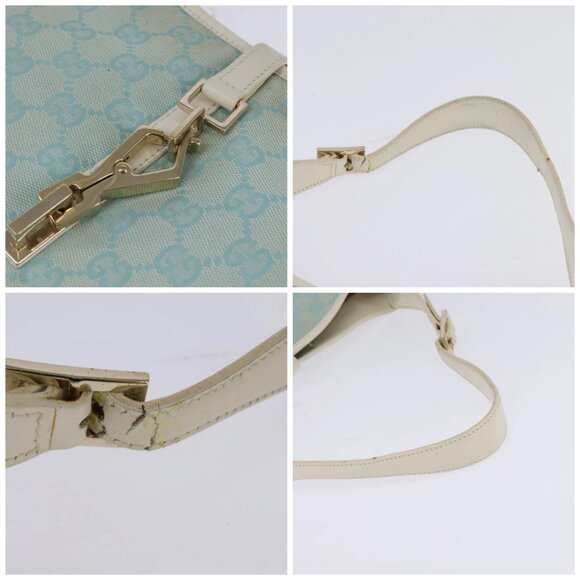 GUCCI Jackie GG Canvas Shoulder Bag Light Blue Gold 001 4057 Auth ki6112 - Picture 16 of 16